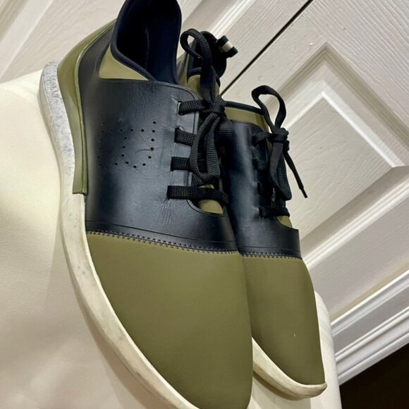 BALLY MADE IN ITALY SNEAKERS AESTHETIC GREEN OLIVE NEOPRENE BLACK LEATHER  SZ 13 - Picture 12 of 16